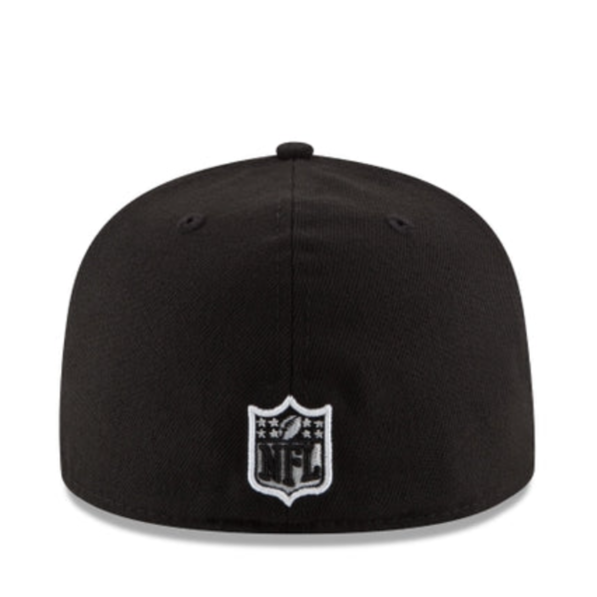 back of Las Vegas Raiders Script Black Silver Fitted Hat