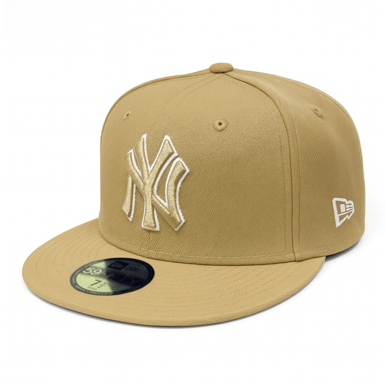 New Era New York Yankees Khaki White Outlined 59FIFTY Fitted Hat – Front View