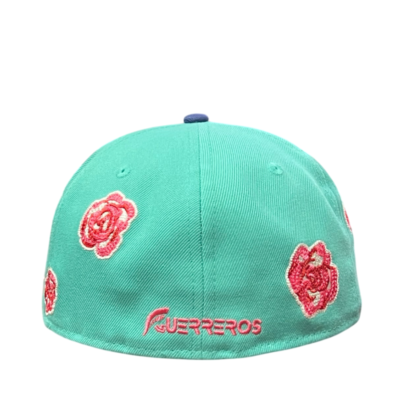 back of LMB Guerreros de Oaxaca Green Purple Rose 59FIFTY Fitted Hat
