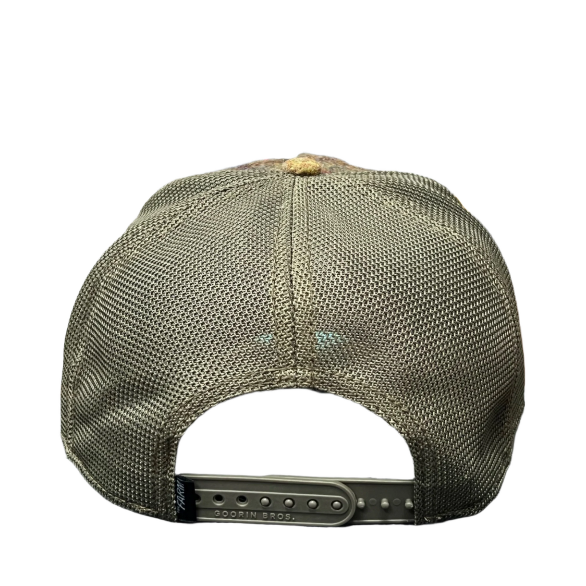 back of goorin bros khaki moon lion king khaki tweed snapback hat