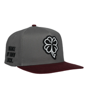 JC Hat Trebol Clover logo Grey/Maroon snapback