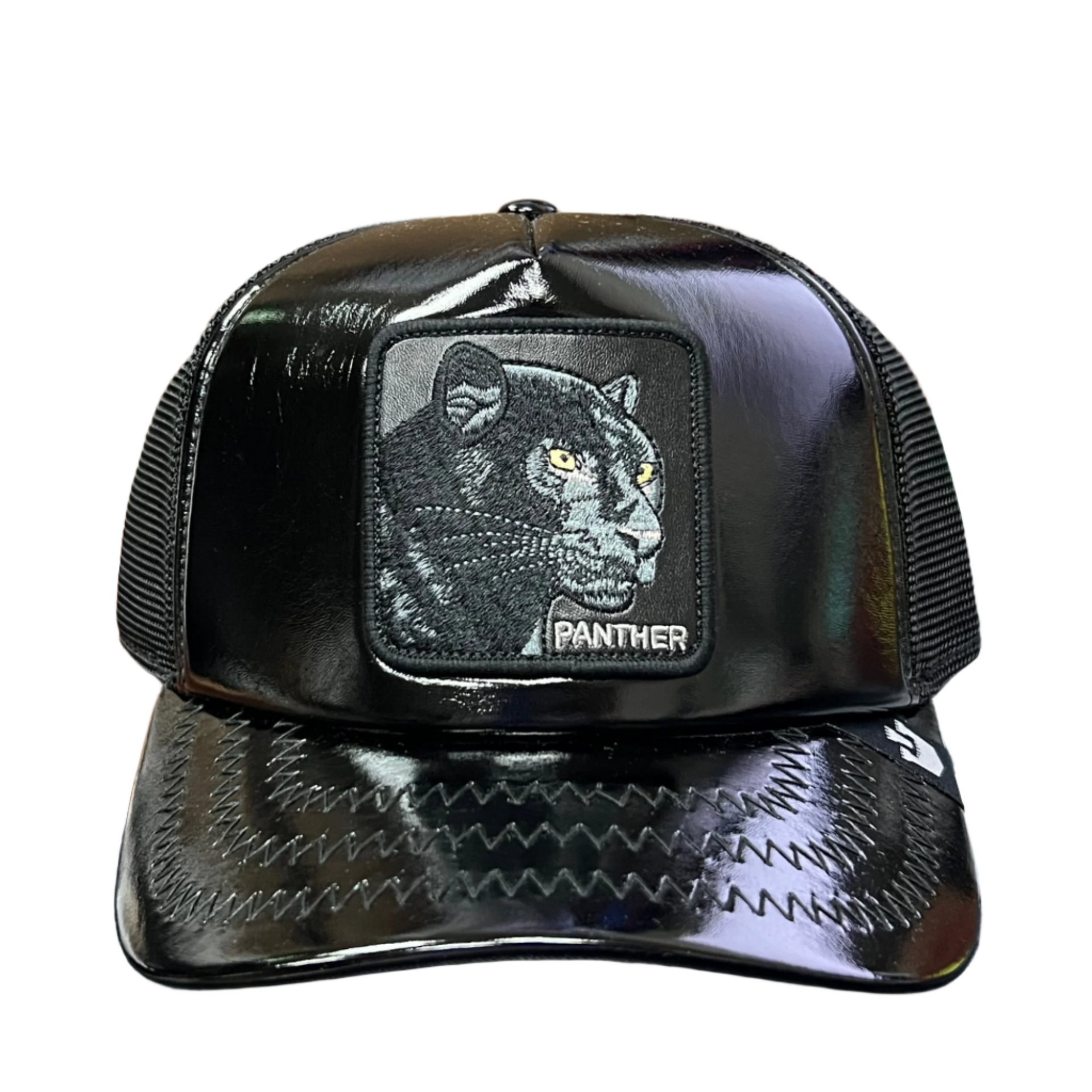 the goorin bros patent obsidian black panther trucker snapback hat