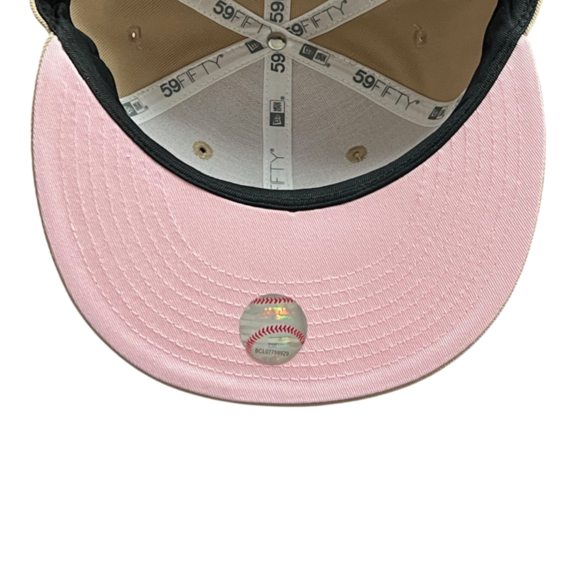 pink uv of New Era Los Angeles Dodgers Camel Pink Heart 59FIFTY Fitted Hat