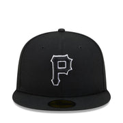 New Era Pittsburgh Pirates Black White Outlined 59FIFTY Fitted Hat front view