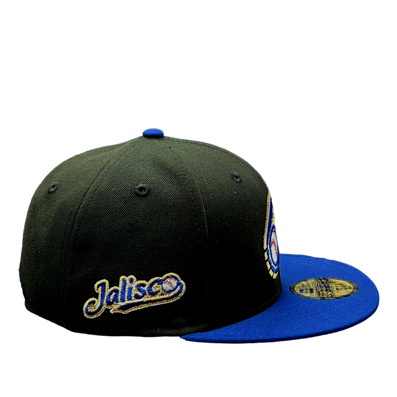 Charros De Jalisco New Era Fitted Black and Blue 2 Tone Cap with Blue Brim.