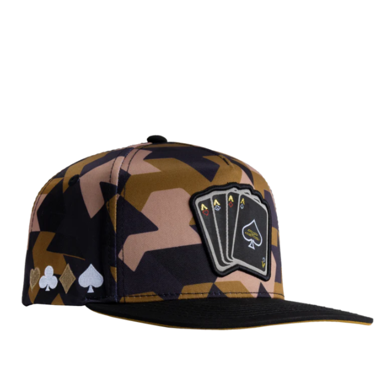 side of JC Poker Camo Brown Snapback Hat