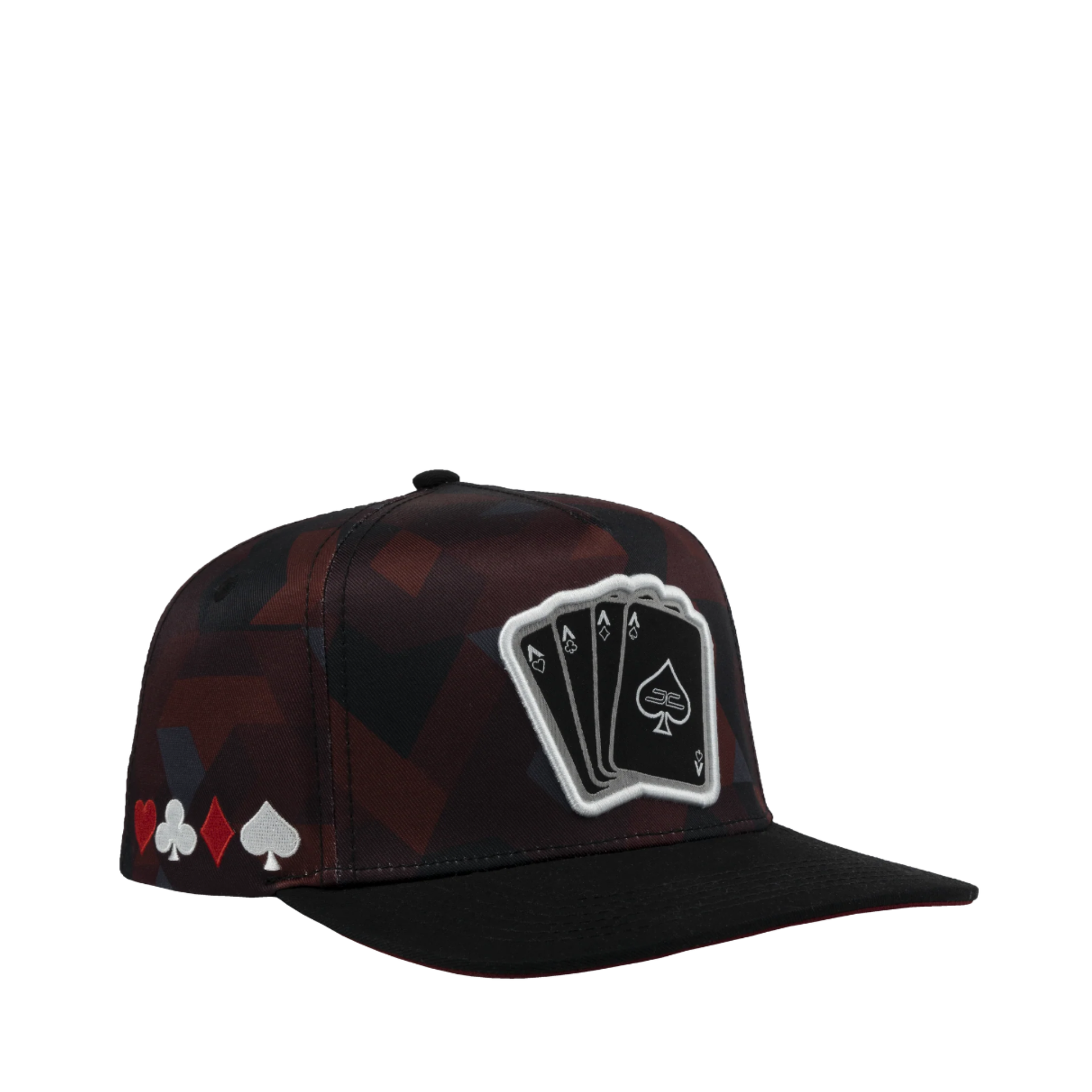 burgundy poker camo jc brand snapback hat