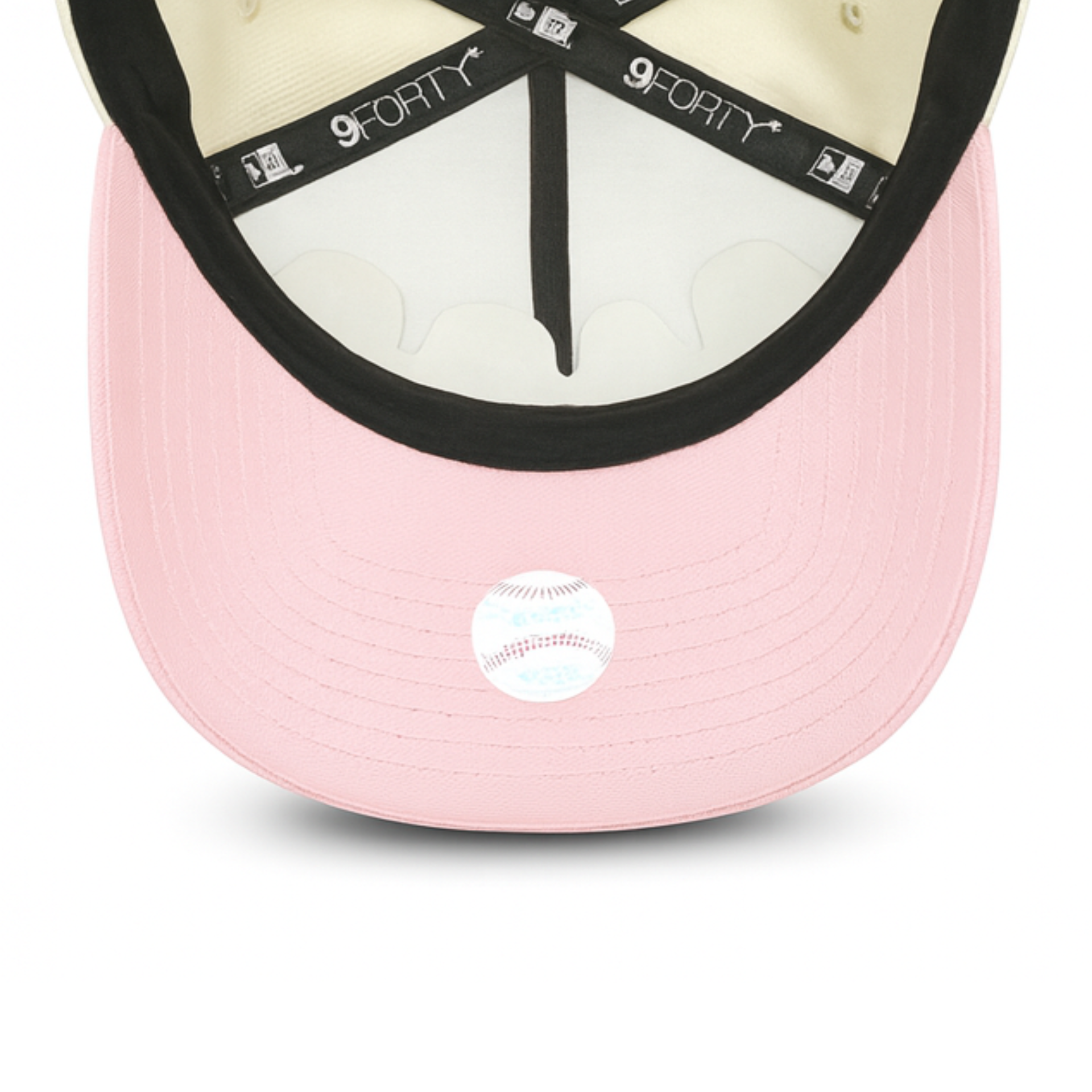 pink under visor of Los Angeles Dodgers Chrome Pink Rose 9FORTY A-Frame Snapback