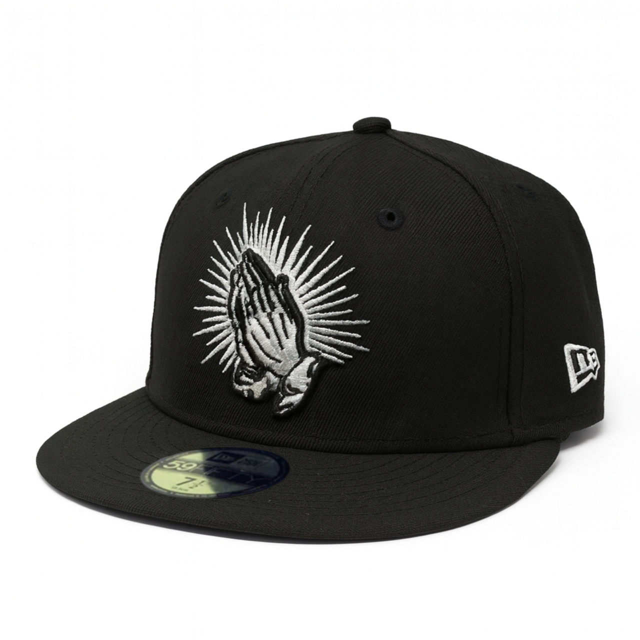 New Era Praying Hands Black White Limited Exclusive 59FIFTY Fitted Hat