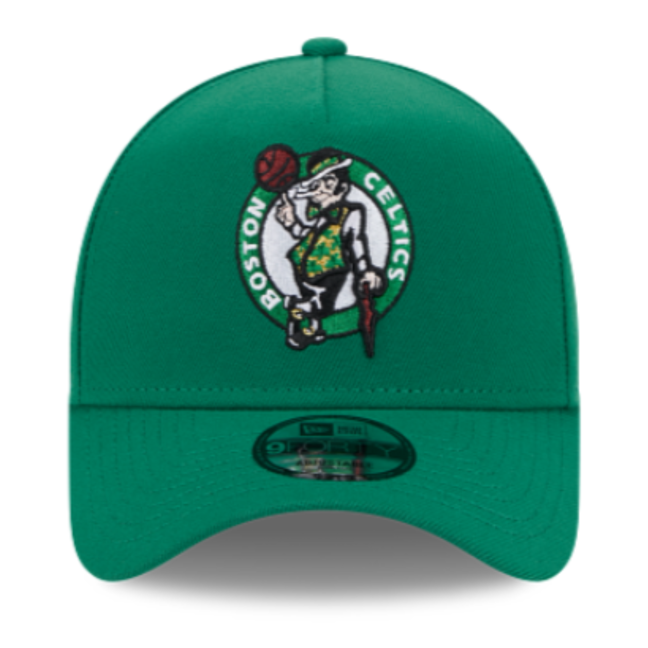 Front of New Era Boston Celtics Green 9FORTY A-Frame Snapback Hat