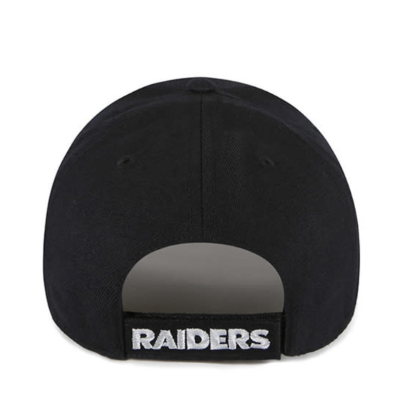 Back of 47 Brand Las Vegas Raiders Black MVP Adjustable Velcro Hat