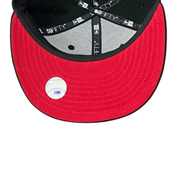 red bottom of Los Angeles Dodgers Black Mexico Flag 59FIFTY Fitted Hat