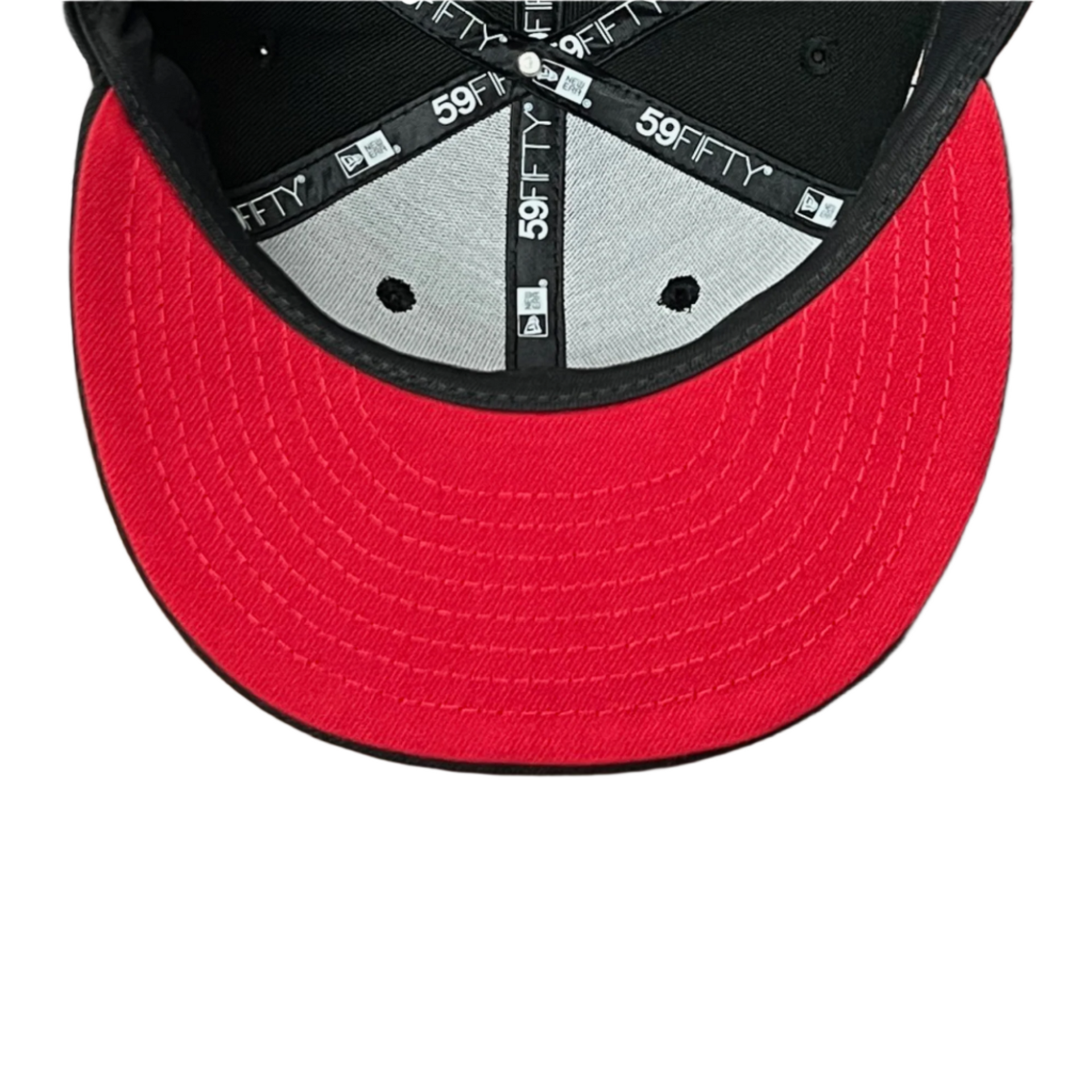 red under visor of New Era Mexico Baseball Flag Black 59FIFTY Fitted Hat