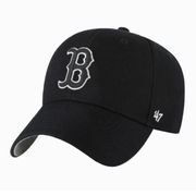 47 Brand Boston Red Sox B Black White Outlined MVP Adjustable Velcro Hat
