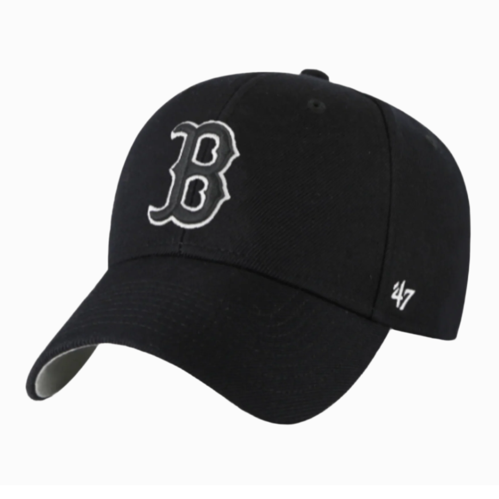 47 Brand Boston Red Sox B Black White Outlined MVP Adjustable Velcro Hat