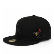 Rooster Enamel Hat Pin on the hat view