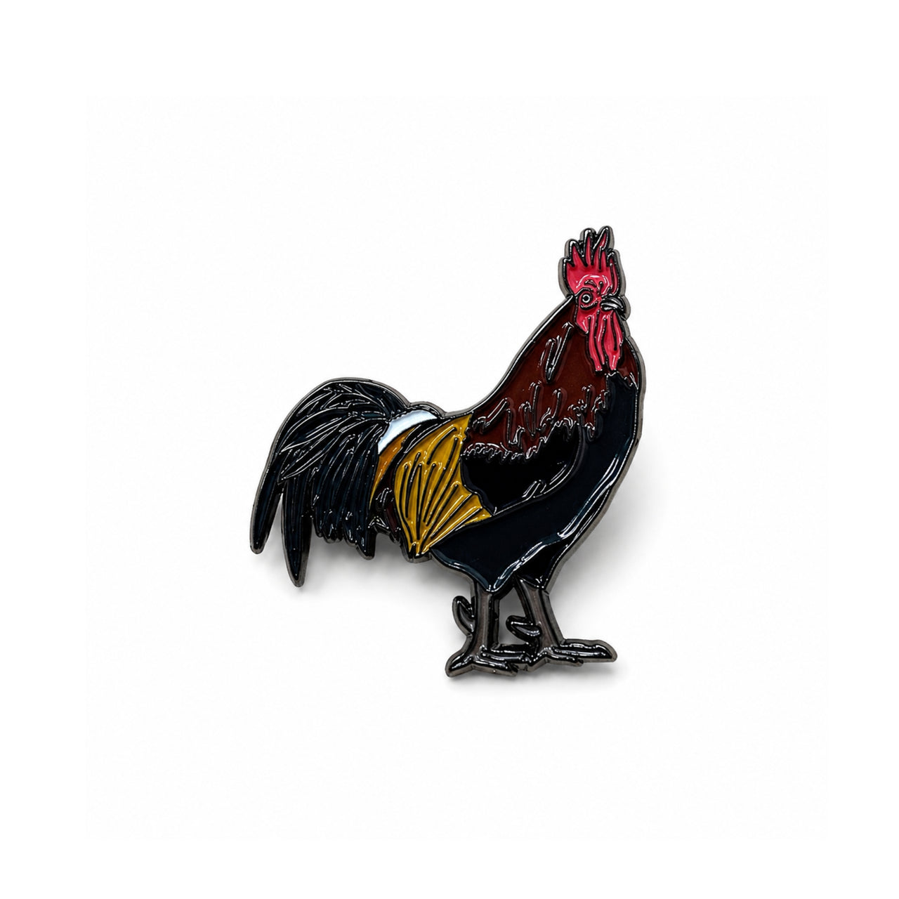Rooster Enamel Hat Pin front view