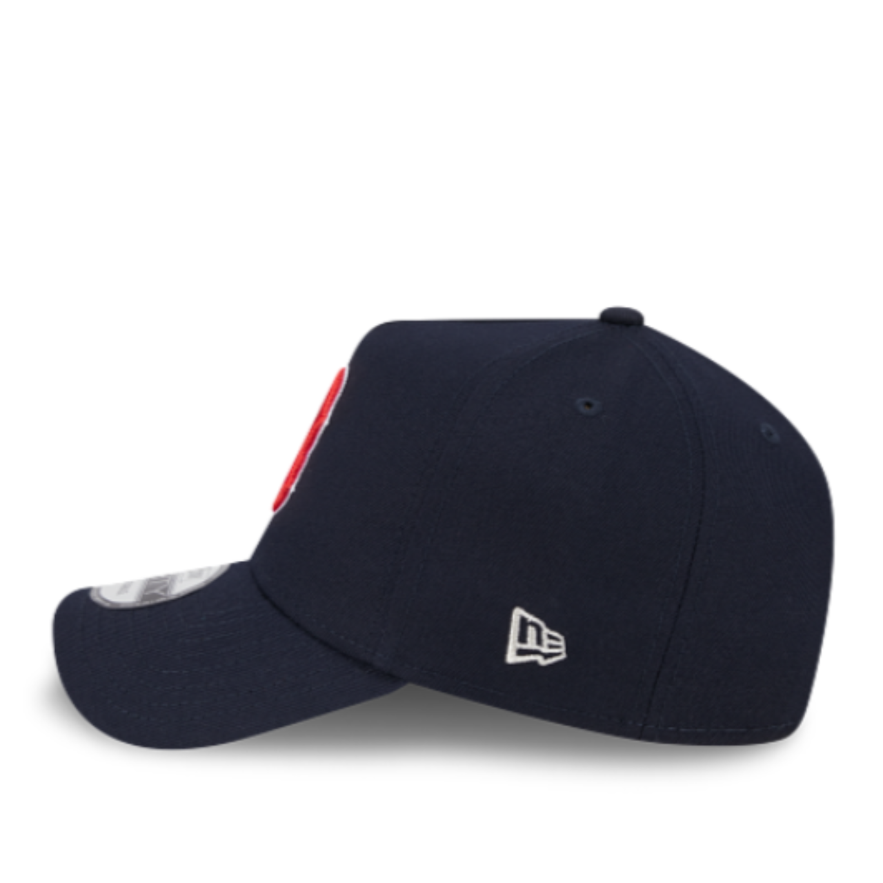 Side of New Era Boston Red Sox Navy A-Frame 9FORTY Snapback Hat