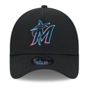 new era black Miami Marlins 9forty a-frame snapback hat