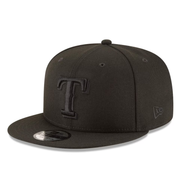 NewEra MLB Texas Rangers T All Black 9FIFTY Snapback Hat