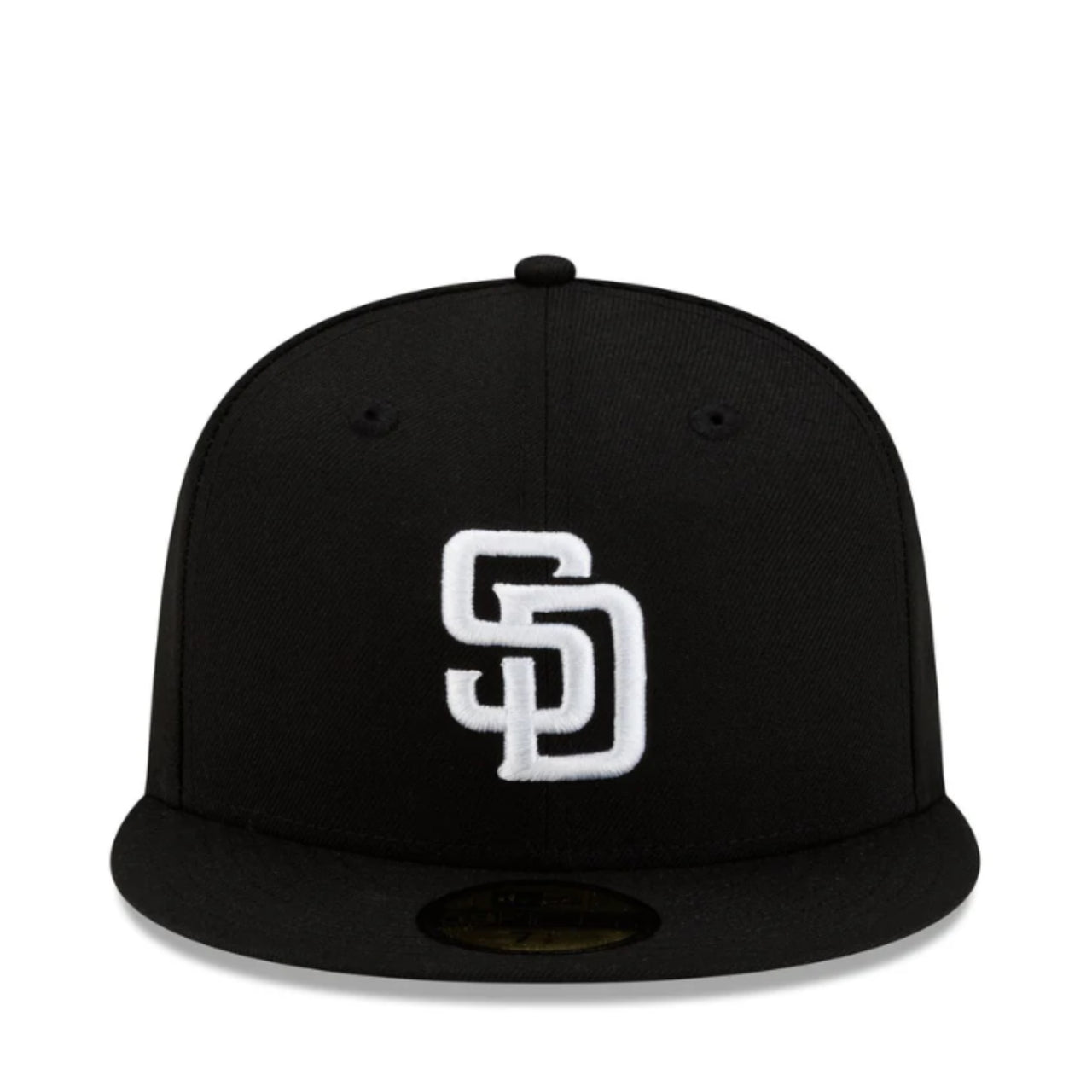 New Era San Diego Padres Black White 59FIFTY Fitted Hat front view