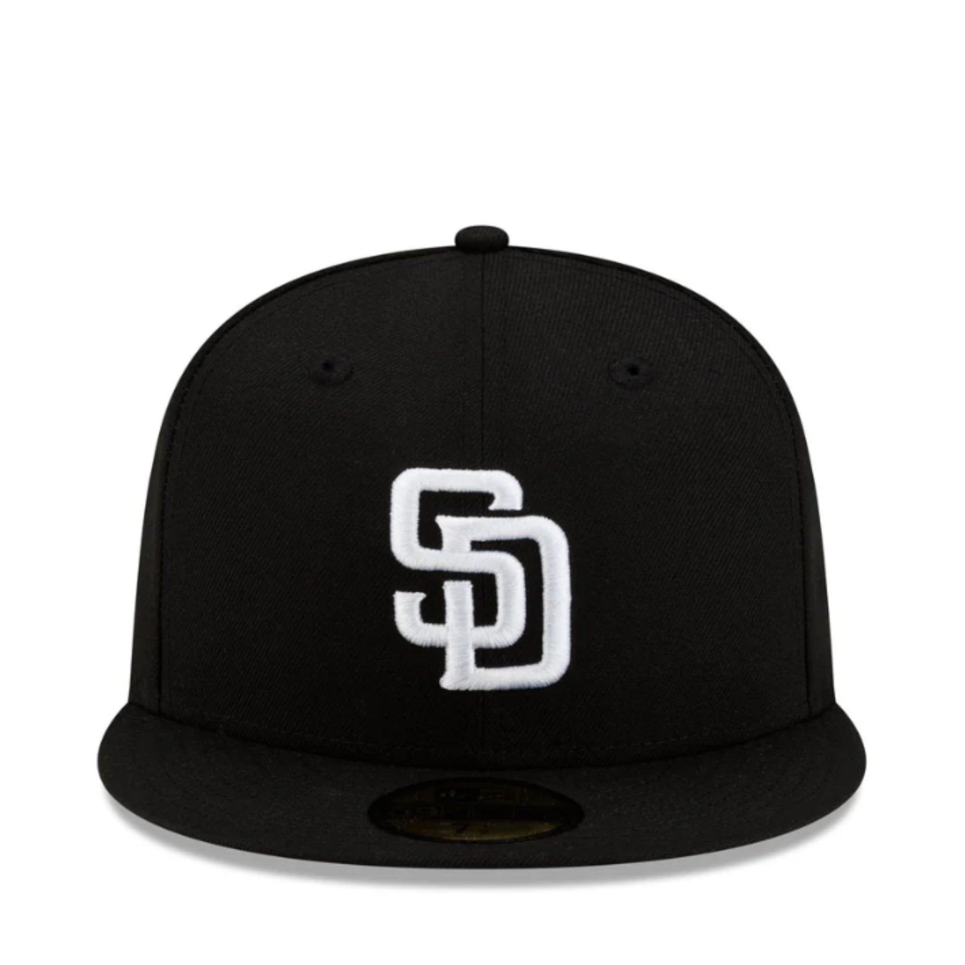 New Era San Diego Padres Black White 59FIFTY Fitted Hat front view
