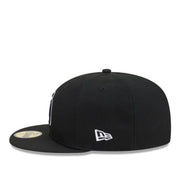 New Era San Diego Padres Black White Outlined 59FIFTY Fitted Hat left side view