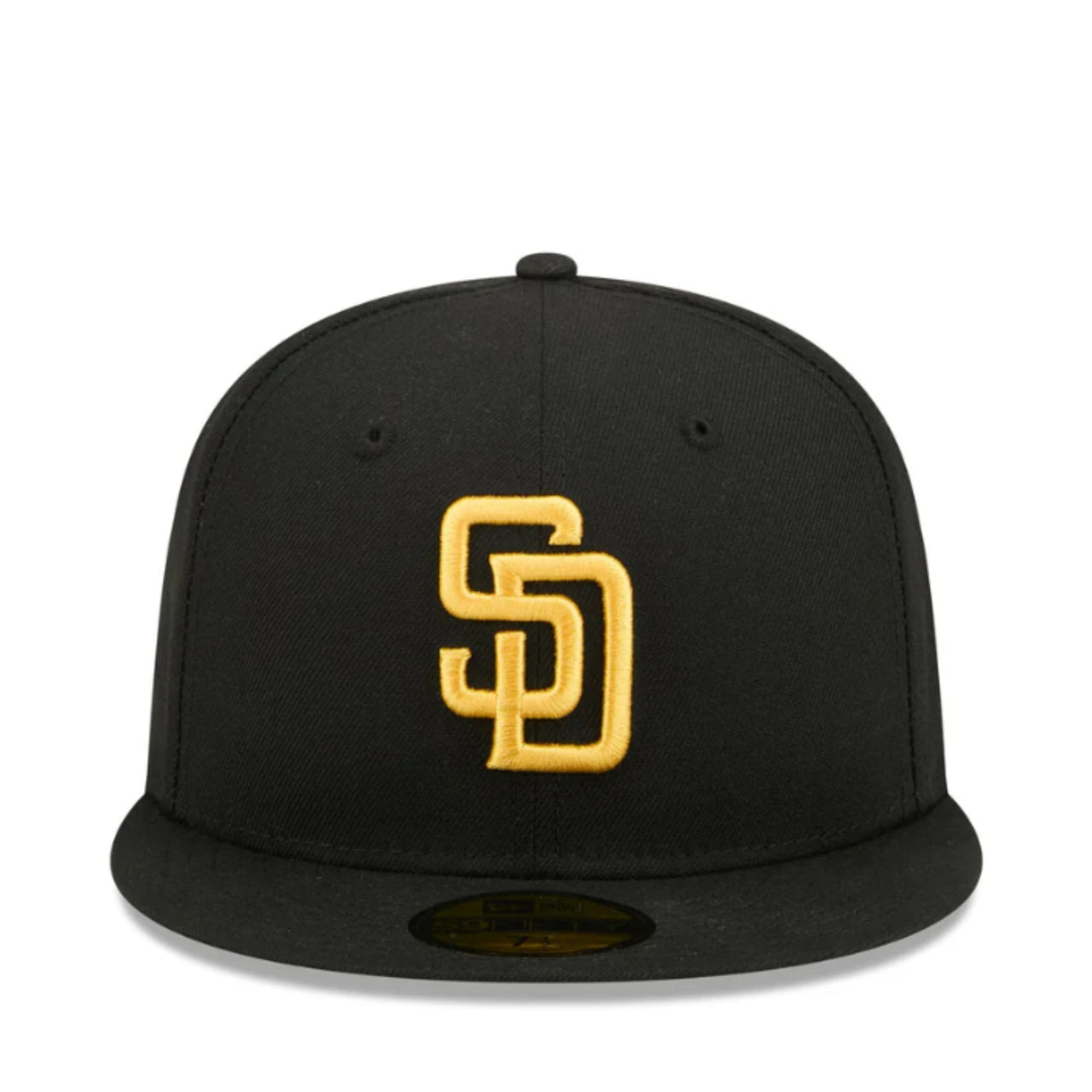 New Era San Diego Padres Black Yellow 59FIFTY Fitted Hat front view