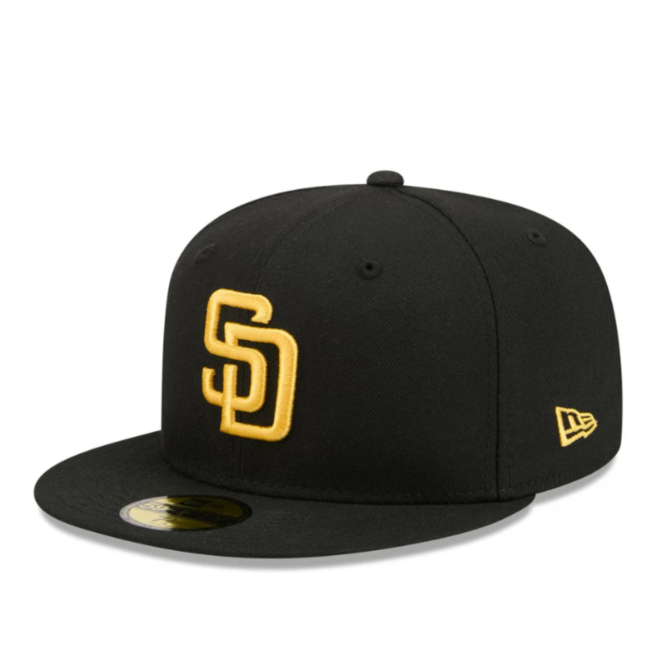 New Era San Diego Padres Black Yellow 59FIFTY Fitted Hat front left view