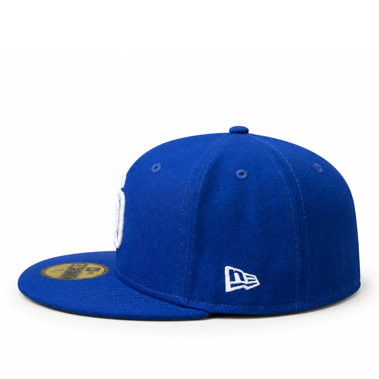 San Diego Padres New Era 59FIFTY royal blue fitted hat side view
