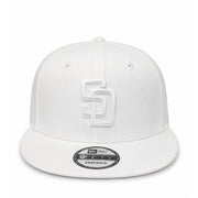 New Era San Diego Padres White 9FIFTY Snapback Hat front view with SD logo