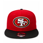 New Era San Francisco 49ers Red Black 9FIFTY Snapback Hat front view