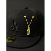 San Judas Chain Hat Pin on the hat view