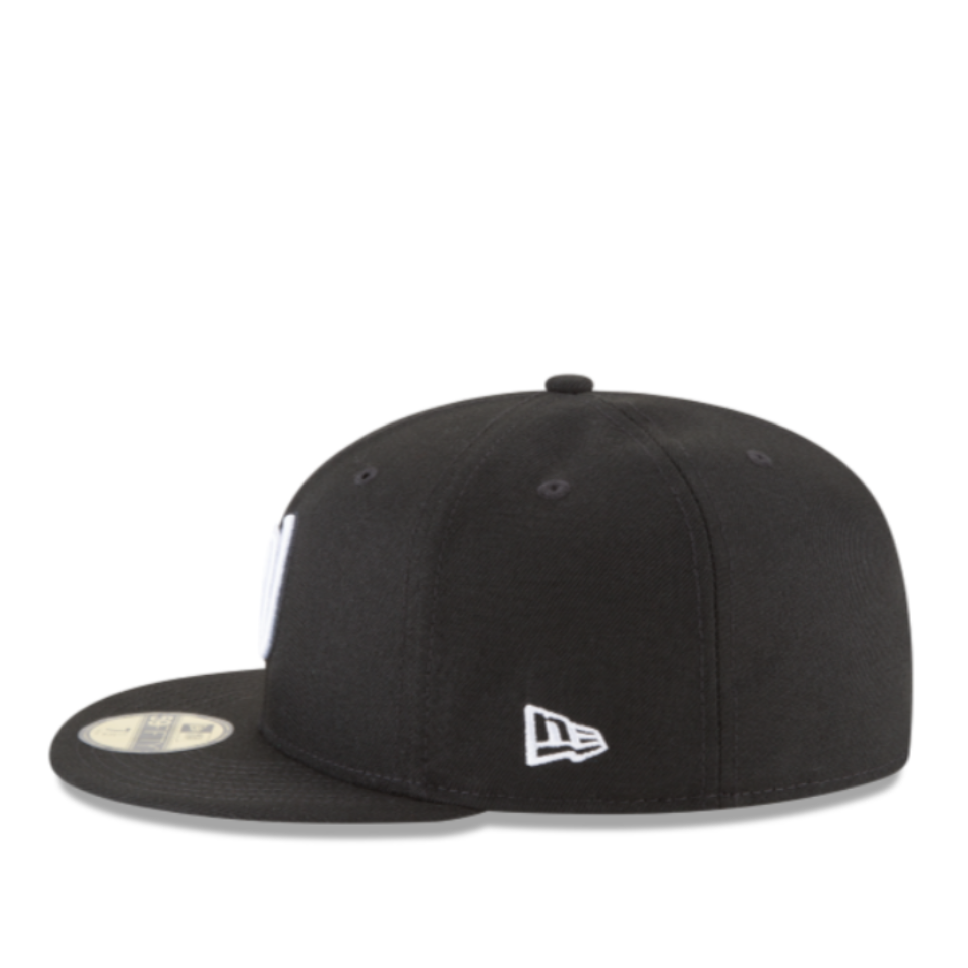 Side View of New Era Washington Nationals Black White 59FIFTY Fitted Hat