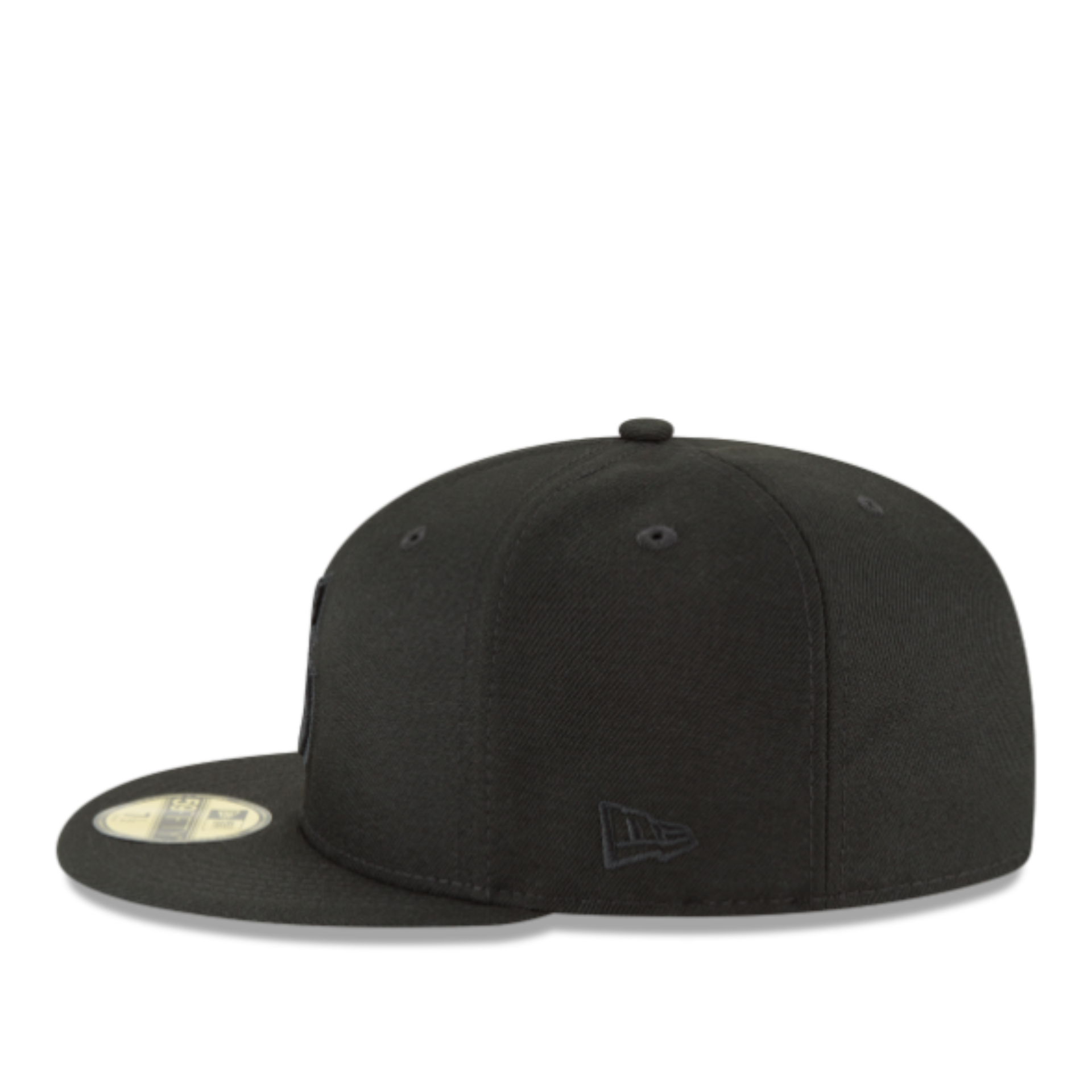 Side View of New Era Seattle Mariners Black on Black 59FIFTY Fitted Cap