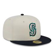 New Era Seattle Mariners Chrome Navy 59FIFTY Fitted Hat front right view