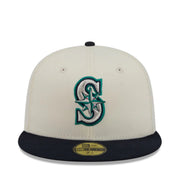 New Era Seattle Mariners Chrome Navy 59FIFTY Fitted Hat front view