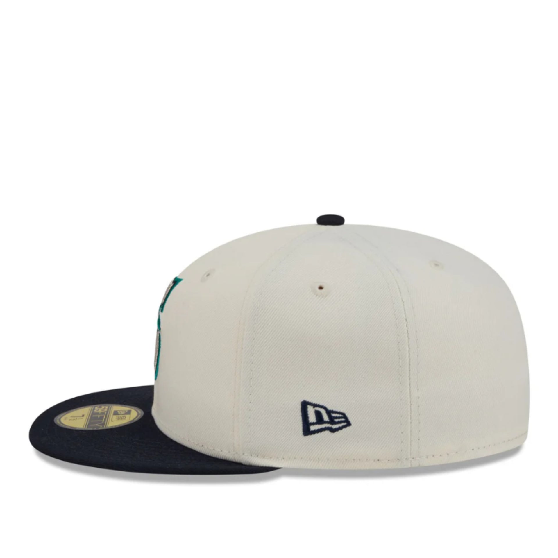 New Era Seattle Mariners Chrome Navy 59FIFTY Fitted Hat left side view