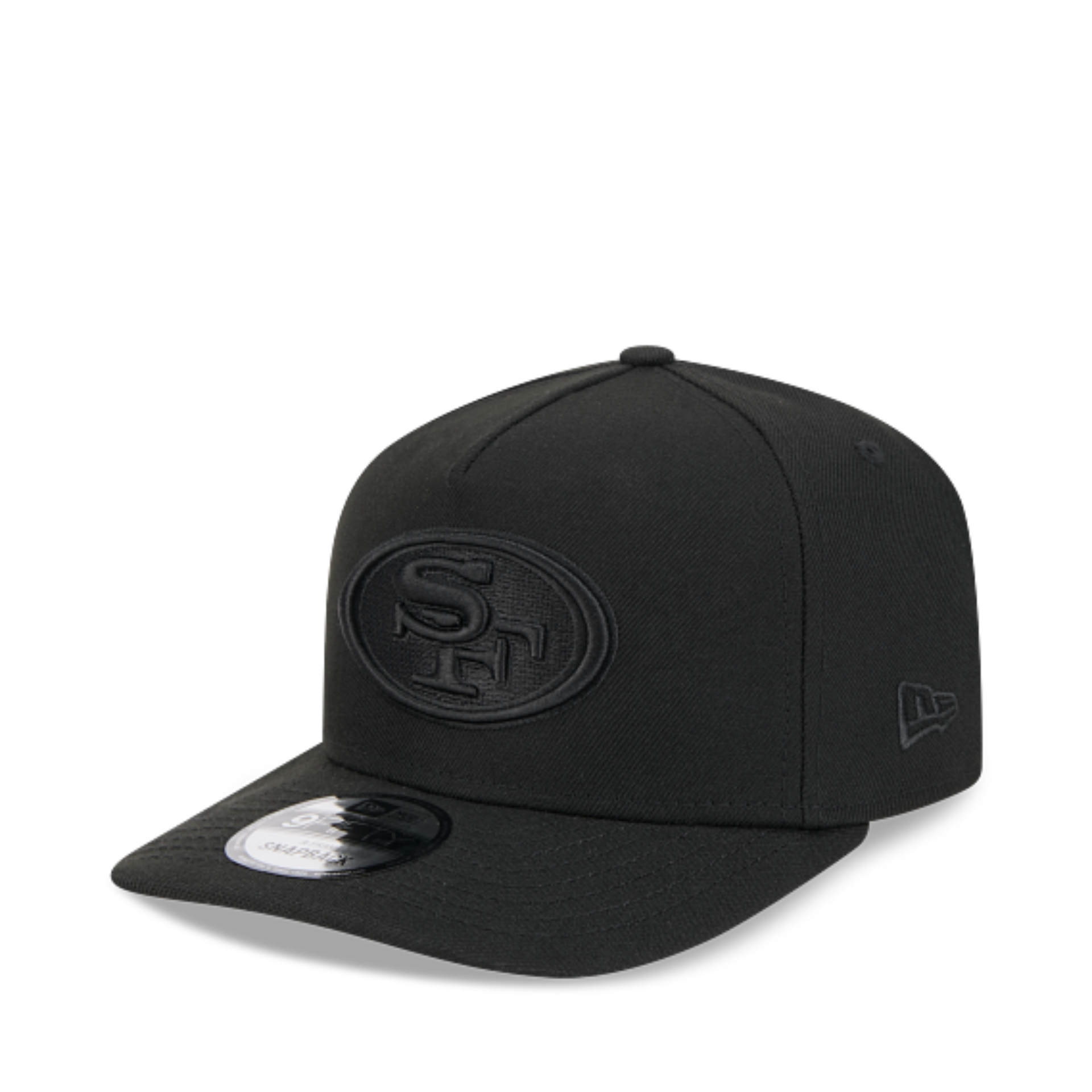 New Era San Francisco 49ers Black on Black 9FIFTY A-Frame Curved Snapback Hat