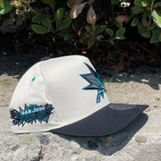 off white black san jose sharks overspray pro pinch fit mitchell and ness snapback