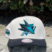 off white black san jose sharks overspray pro pinch fit mitchell and ness snapback