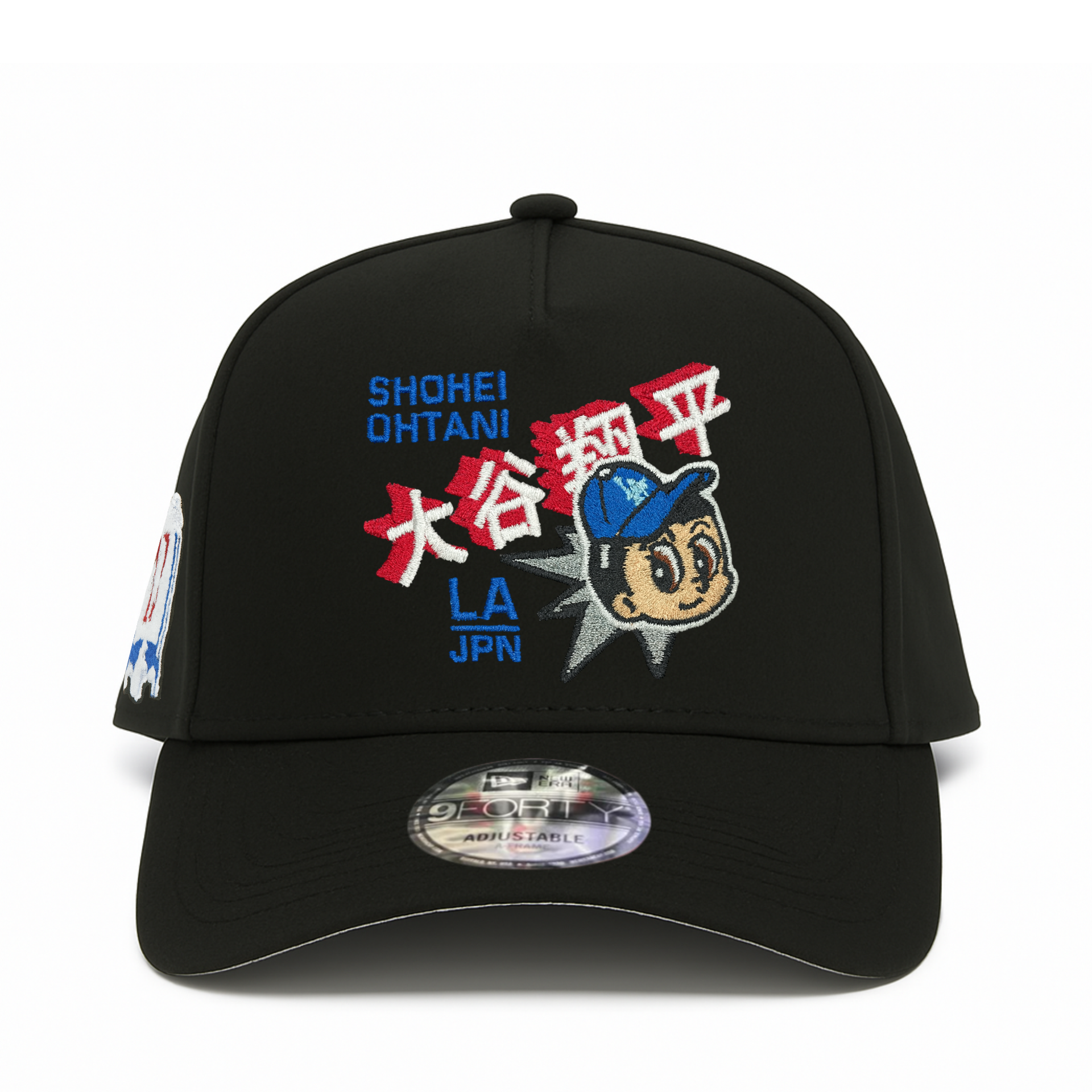 front view of Los Angeles Dodgers Ohtani 17 Black 9FORTY A-Frame Snapback