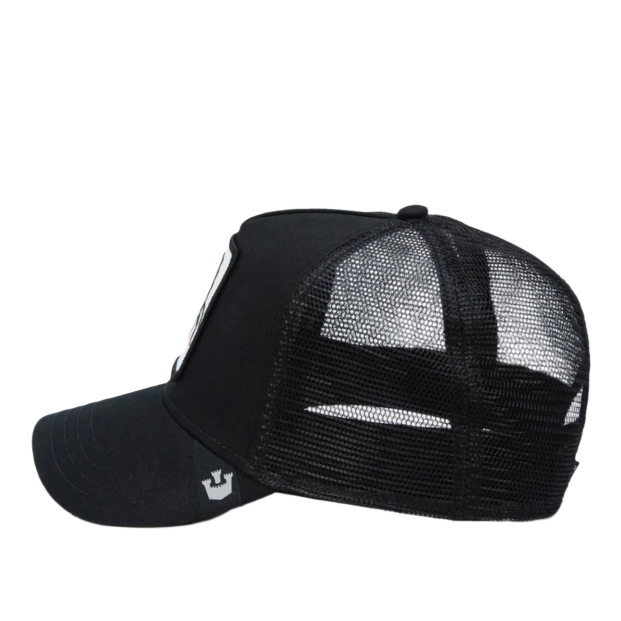 side of Goorin Bros The Deadly Scorpio Black Trucker Snapback Hat