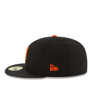 Side View of New Era YOUTH San Francisco Giants SF Black 59FIFTY Fitted Hat