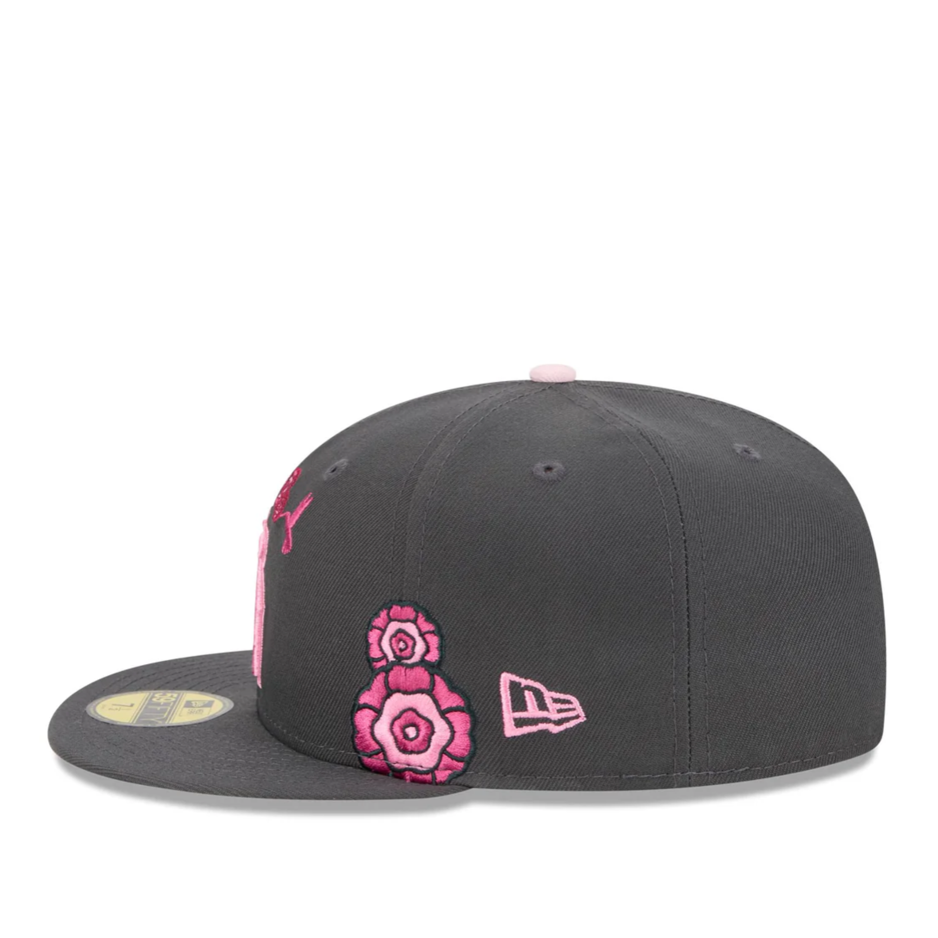 Left View of New Era Los Angeles Angels Day of the Dead Graphite 59FIFTY Fitted Hat