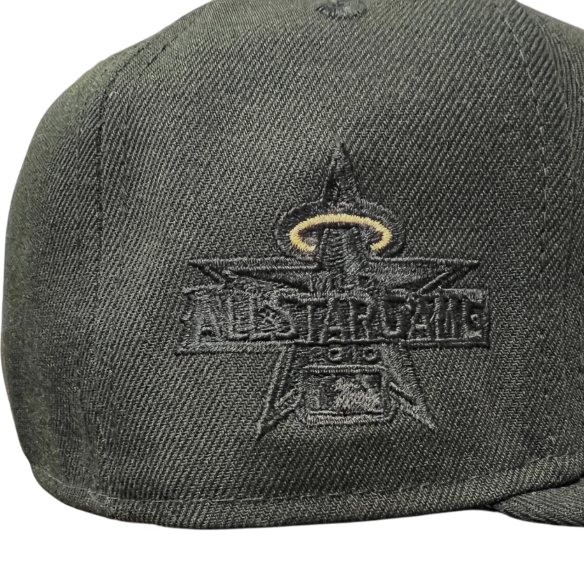 2010 all star game side patch of New Era Los Angeles Anaheim Angels Black Out Gold Halo 9FIFTY Snapback Hat