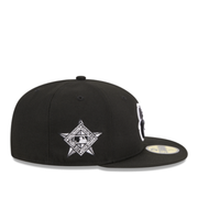 Side View of New Era Baltimore Orioles Black and White 59FIFTY Fitted Hat