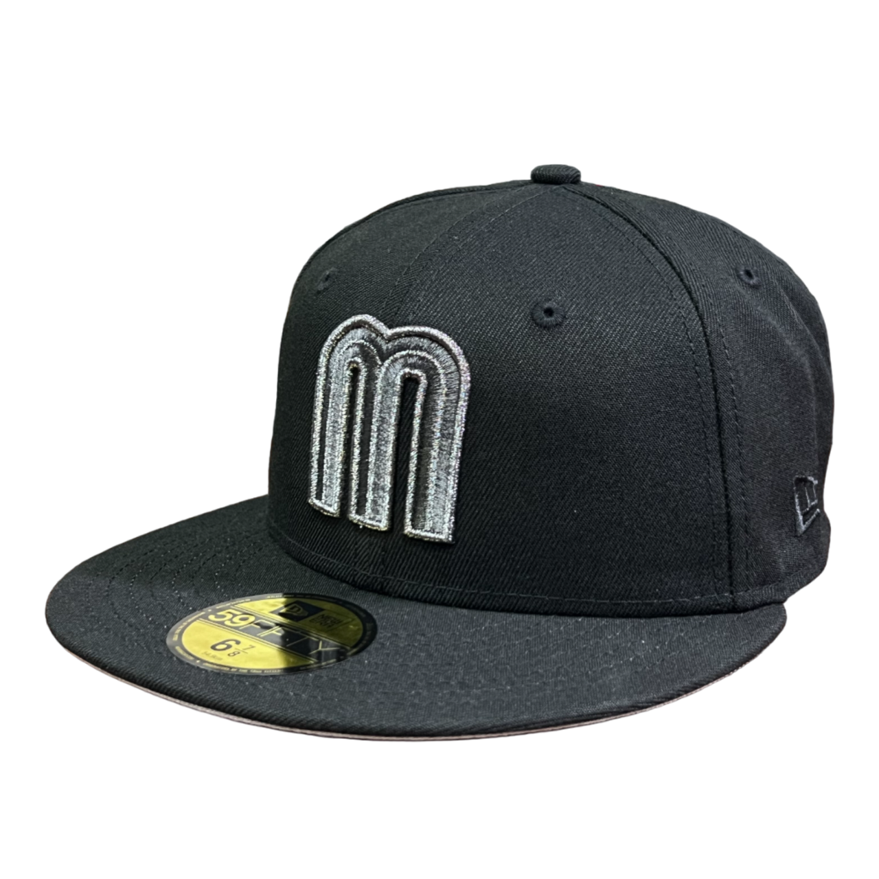 Black Silver Metallic Mexico Flag New Era fitted hat