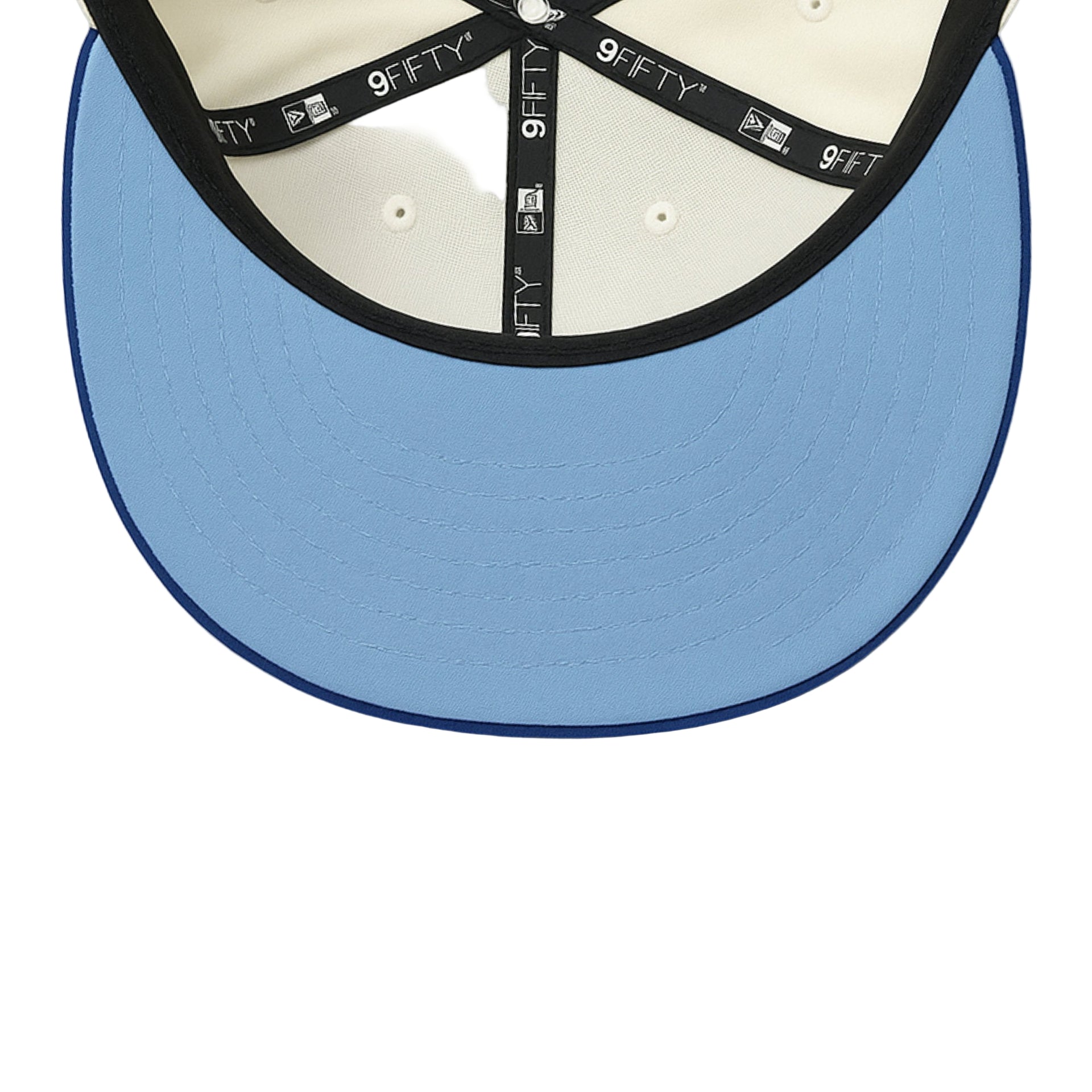 sky blue bottom of Mexico Baseball Chrome Blue 9FIFTY Snapback Cap