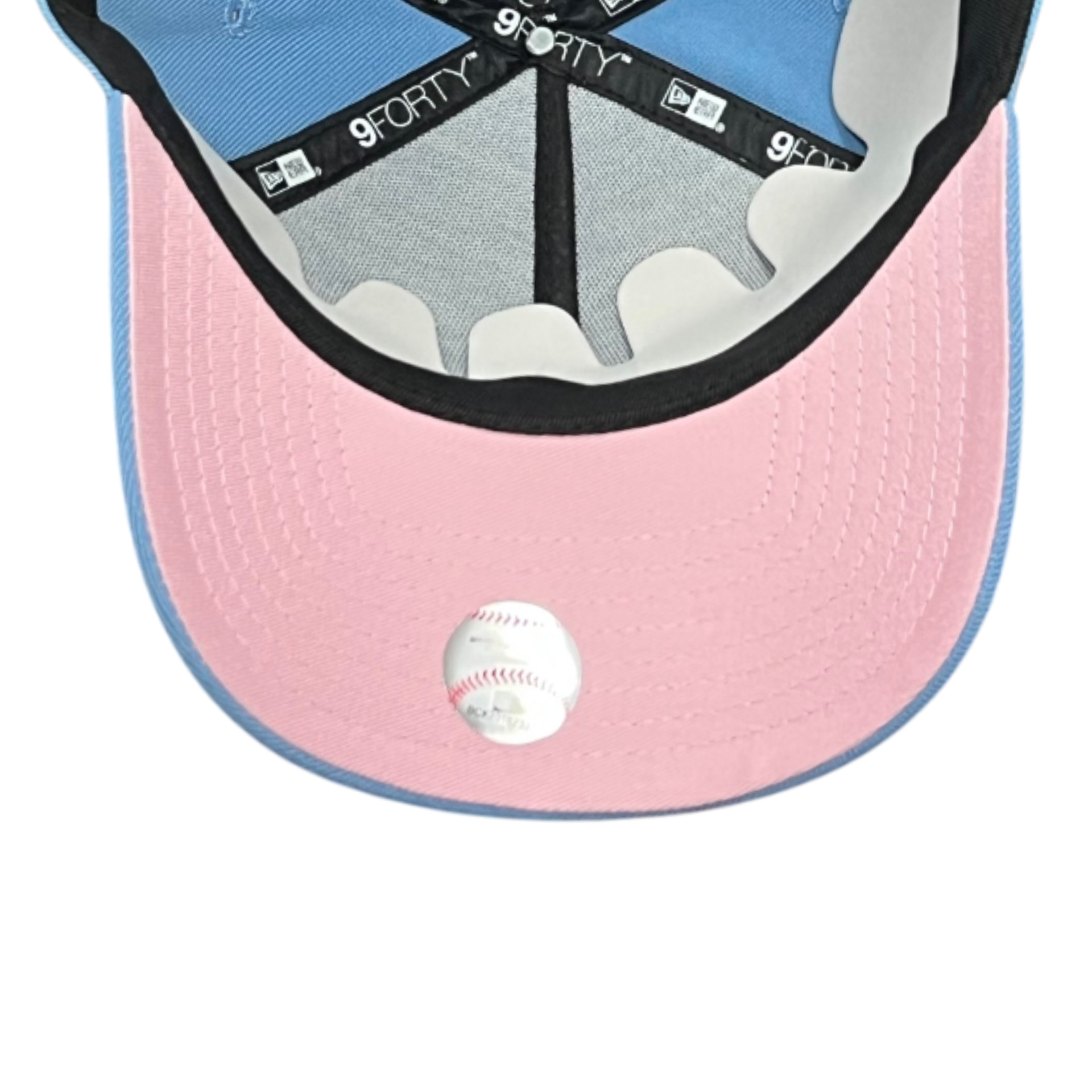 pink bottom of Los Angeles Dodgers Sky Blue Pink 9FORTY A-Frame Snapback